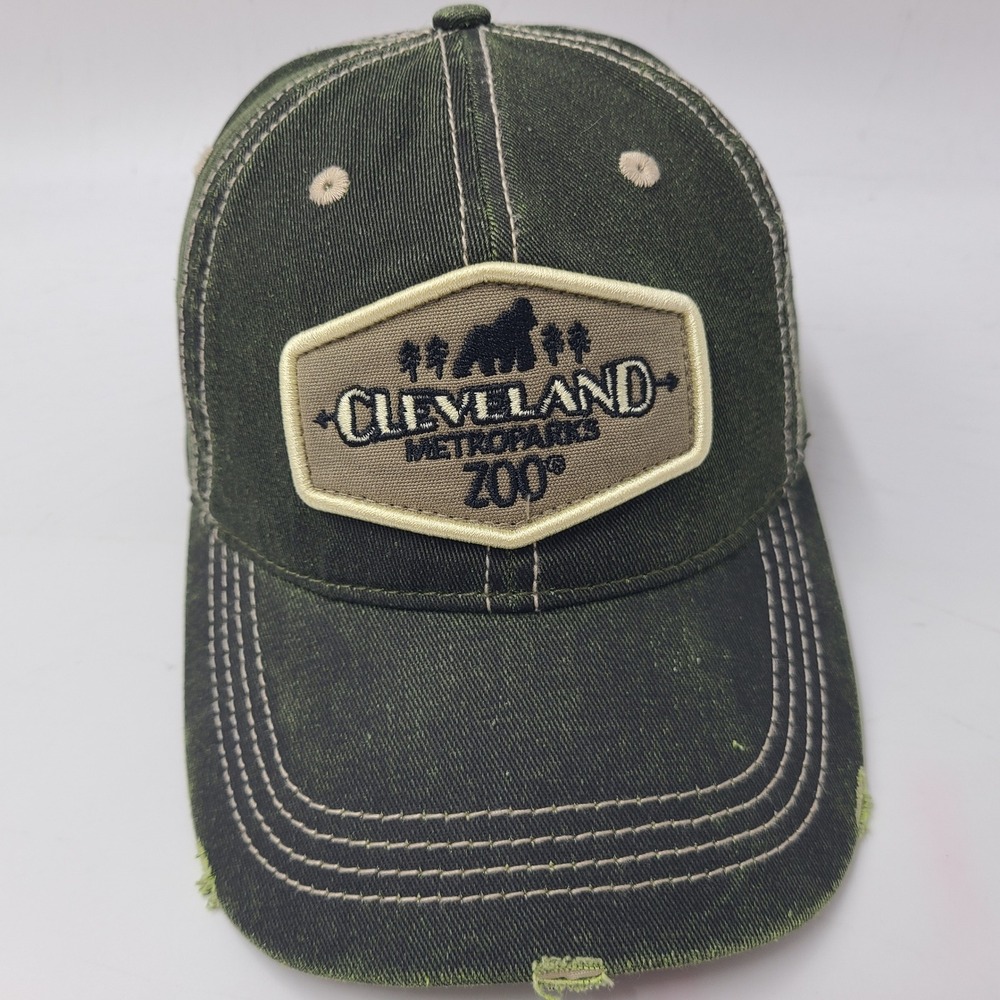 Cleveland Metroparks Zoo Hat Snapback (Fits Small) Green Distressed Gorilla Logo